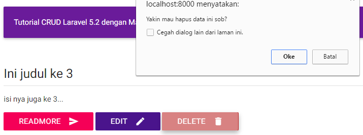 hapus data laravel 5.2